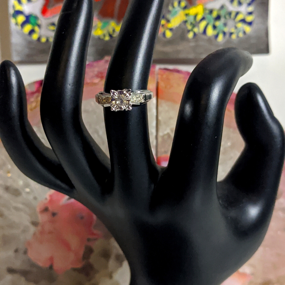 Dainty White Sapphire Antique Sterling Silver Ring